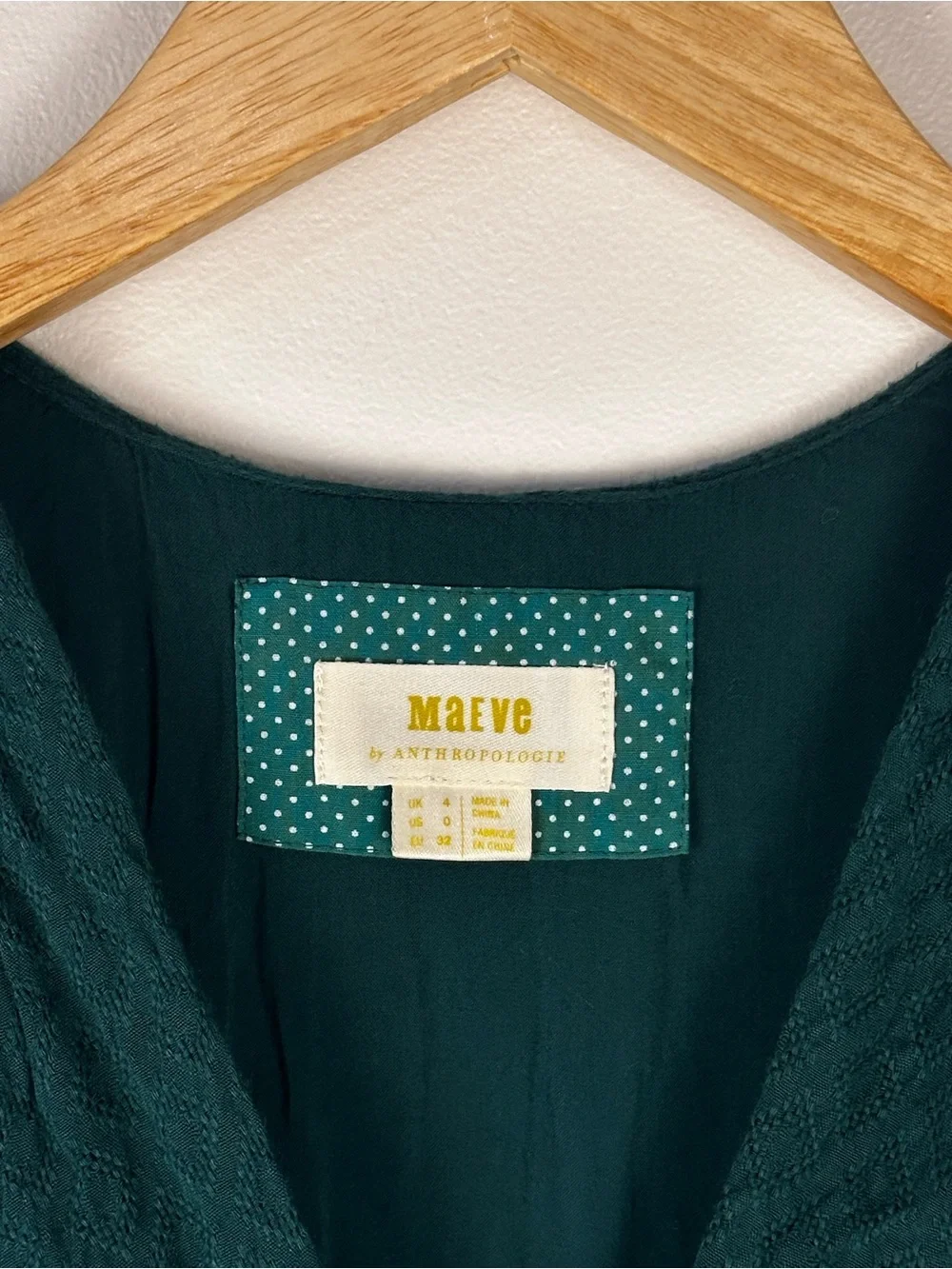 Anthropologie Maeve Green Textured Breanna Wrap Dress Women’s Sz 0